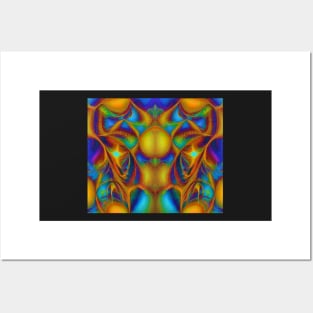 Golden Yellow Aesthetic - Abstract Multicolored Fractal Pattern Posters and Art